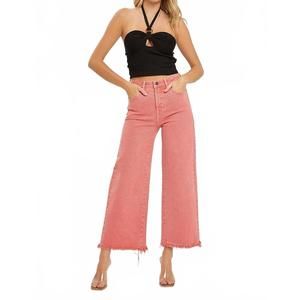NEW RISEN tatum tummy control wide leg crop jean - plus in peach